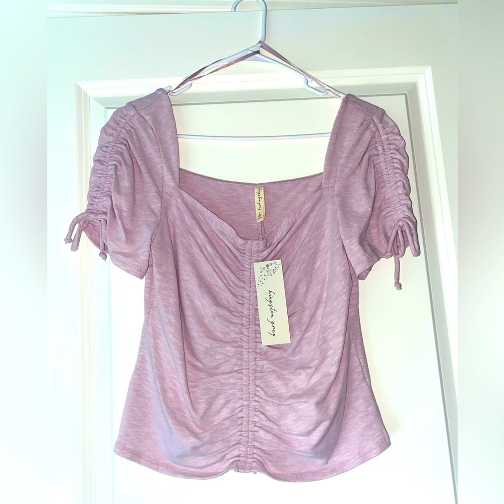 Lilac Drawstring Tie Blouse